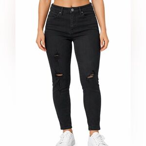 Celebrity Pink Black Ripped Skinny Stretchy Jeans, size 13 / 31